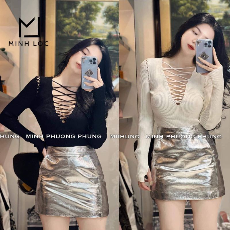 Chân váy da mềm khóa sau hàng QCL1