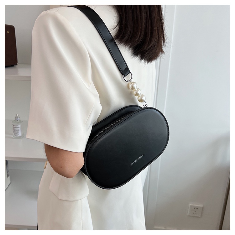 Túi Đeo JASMIN NOIR Chéo Da PU Dáng Tròn Phối Dây Xích Thời Trang Cao Cấp Cho Nữ