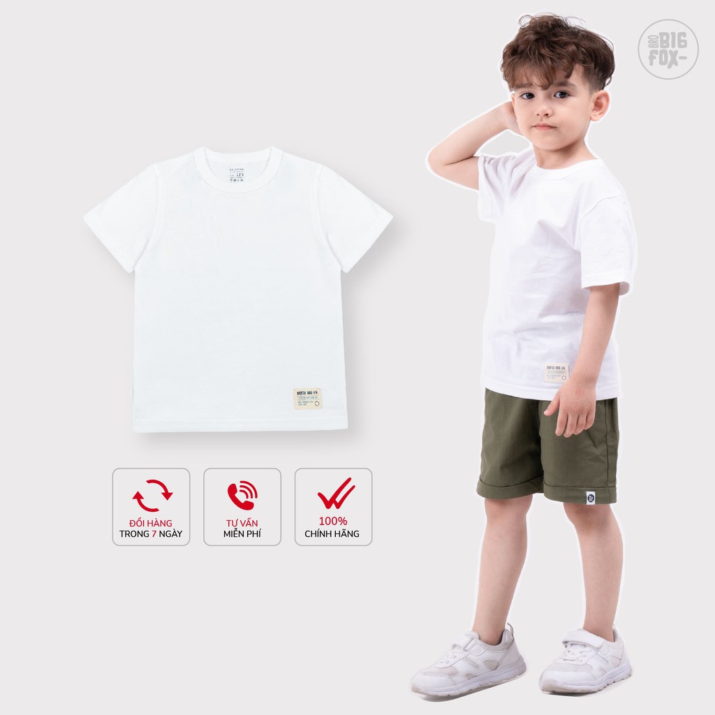 Áo phông trơn cho bé trai BIGFOX - MISS MEOW chất liệu cotton màu đỏ trắng vàng xanh ghi size trẻ em 3,4,5,6,7,8 tuổi