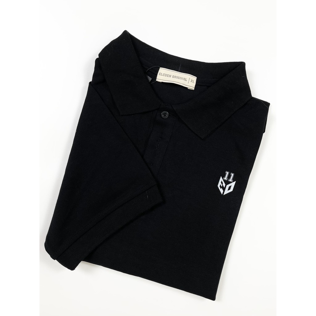 Áo thun Polo Nam Cao cấp Eleven Original - Black Simple, Form Slim fit Màu ĐEN