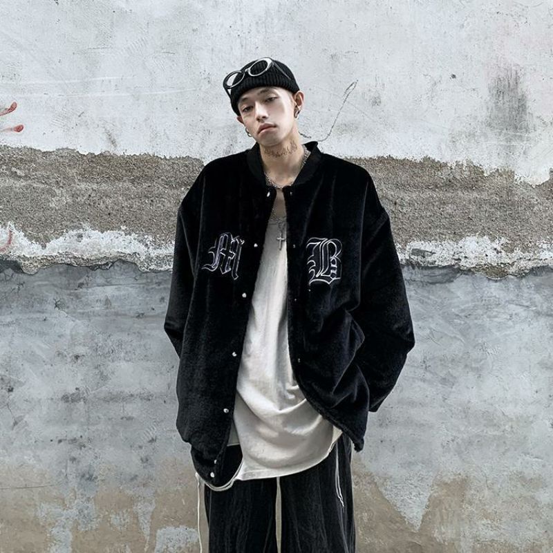 Áo Bomber nhung chữ MB cực chất