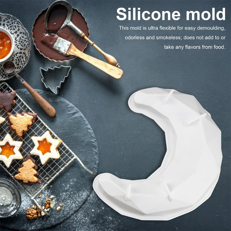 Khuôn Silicone Làm Bánh / Socola Hình Mặt Trăng / Kim Cương 3d