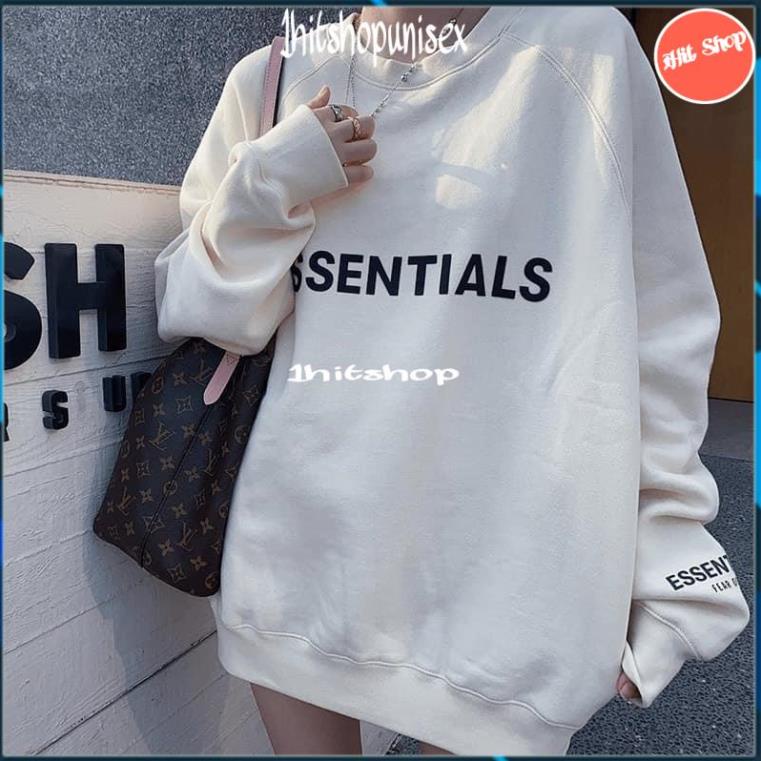 Áo Sweater nam nữ 1HITSHOP UNISEX Áo Nỉ Cổ Tròn Essential nỉ cotton trần bông co giãn dày ấm form rộng 2 màu đen trắng | BigBuy360 - bigbuy360.vn