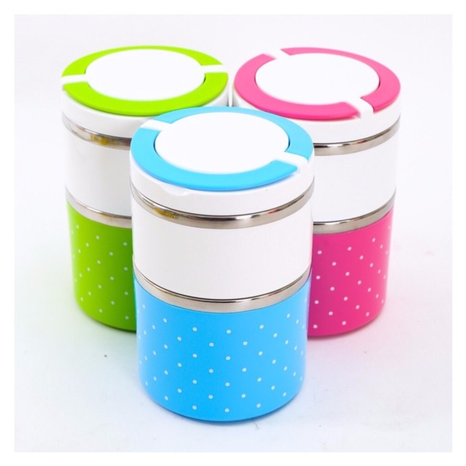 Hộp cơm giữ nhiệt  2 tầng lõi inox 8504