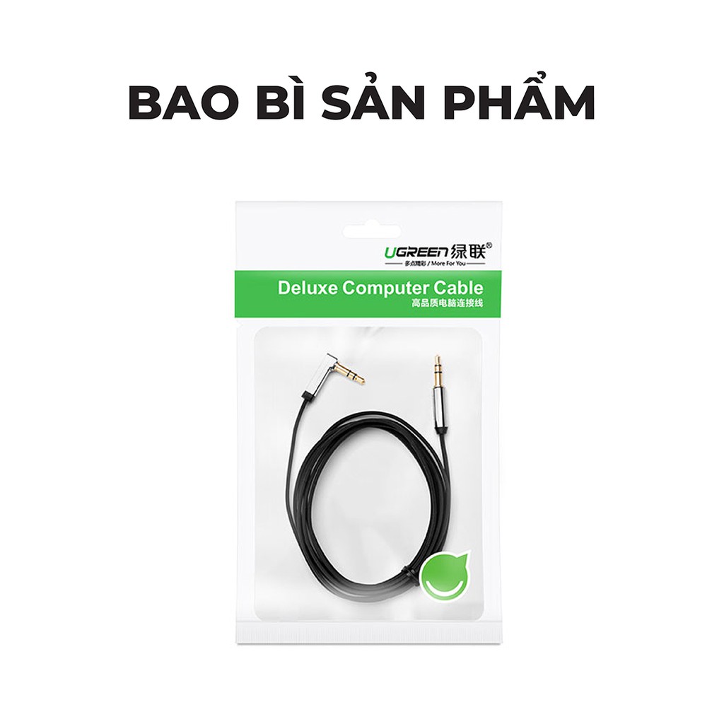 Dây Audio 3.5mm dẹt, mạ vàng 1 đầu vuông 90, TPE UGREEN AV119 .