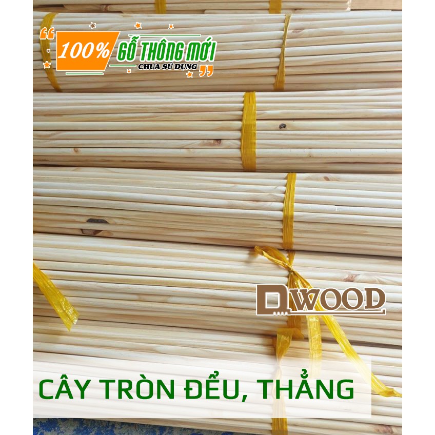 Thanh Gỗ Tròn Dwood Đường Kính 2cm, 3cm - Chiều Dài Tự Chọn