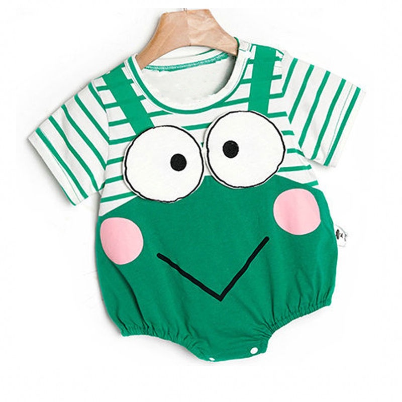 Bộ Áo Liền Quần Tay Ngắn In Hoạt Hình Động Vật Dễ Thương Thời Trang Mùa Hè Cho Bé Sơ Sinh