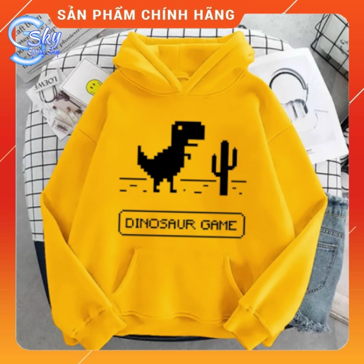 ÁO HOODIE UNISEX NAM NỮ  IN CHỮ DINOSAUR GAME SIÊU HOT