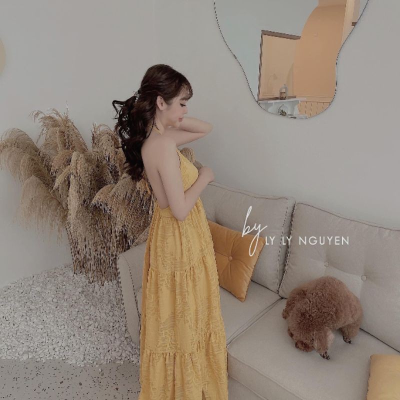Váy Maxi Yếm Ren Hoa Nổi Cao Cấp ❣