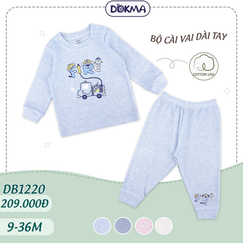 DB1220 Bộ dài tay cổ tròn Dokma chất nỉ dày vừa (9-36M)