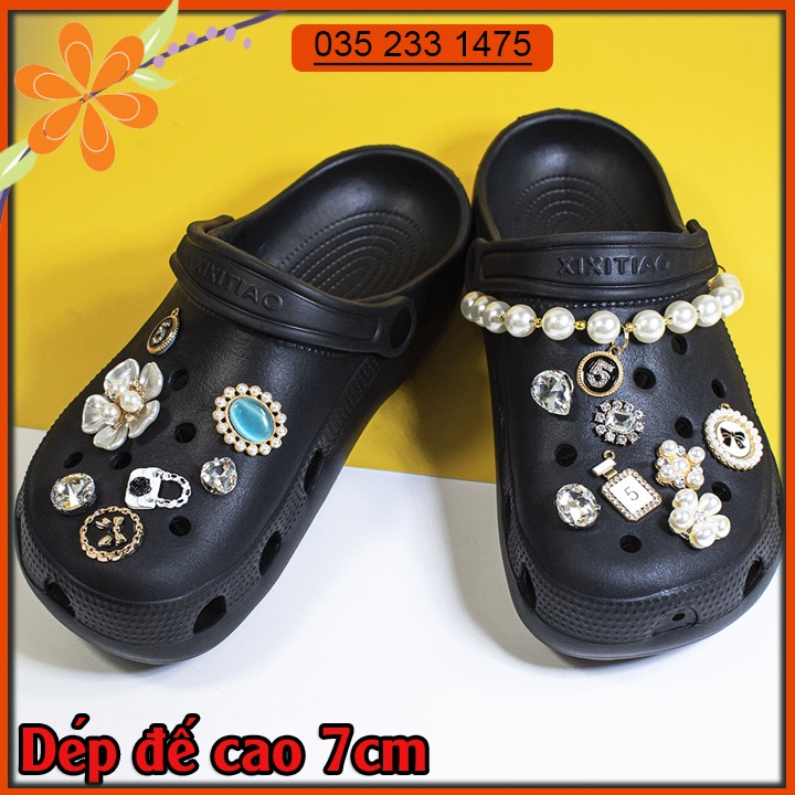 dép nữ , dép cross đi kèm phụ kiện hoa ngọc siêu đang yêu [A02]