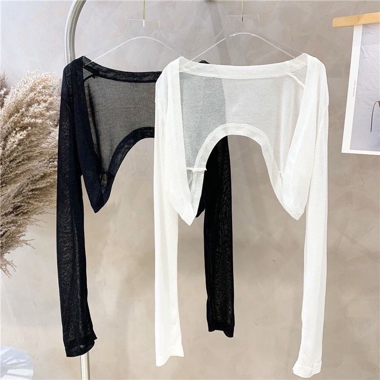 Áo Khoác Cardigan Dệt Kim Mỏng Lưng Cao Phong Cách Hàn Quốc Thời Trang Mùa Hè 2022