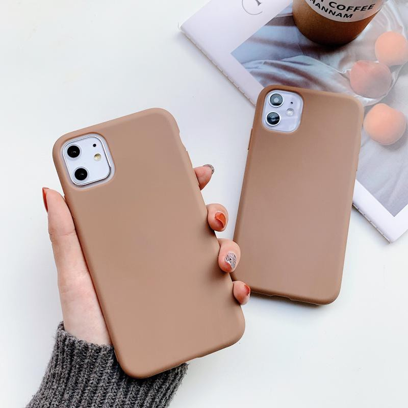 vivo 1609 1606 1611 1610 1601 1603 1716 1723 1718 1726 1713 1714 1724 1725 1727 1728 1719 Brown TPU silicone mobile phone case Pure color simplified mobile phone protective cover Anti dropping mobile phone shell