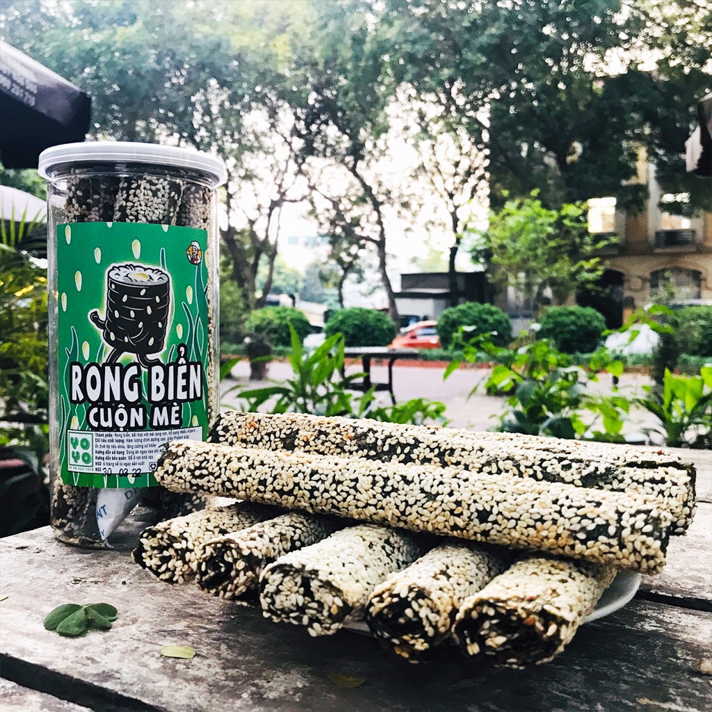 Rong biển cuộn mè, rong biển ăn liền hũ 180g đồ ăn văt Hà My