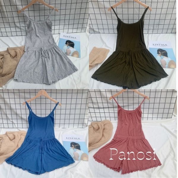 Bộ đồ mặc nhà gồm áo 2 dây và quần đùi nữ chất thun tăm mềm mát dễ chịu mặc ngủ Panosi - Mã B625
