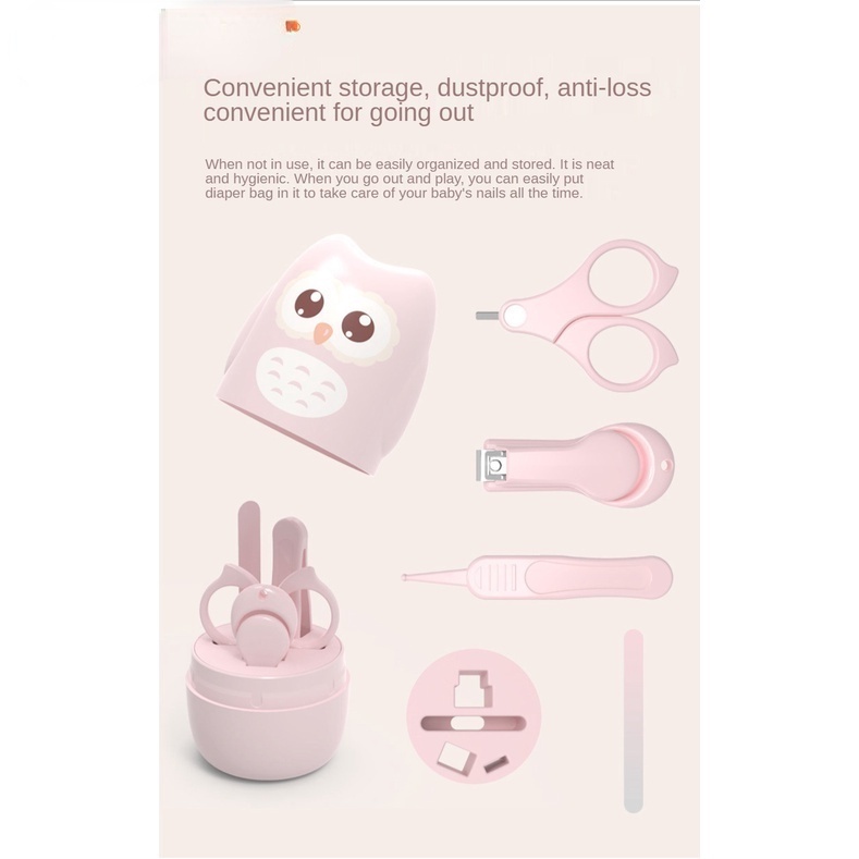 Dụng cụ chăm sóc móng em bé sơ sinh JOLLYBABY 4 món gồm đồ bấm+kéo nhỏ+nhíp+dũa an toàn làm quà tặng Giáng sinh năm mới