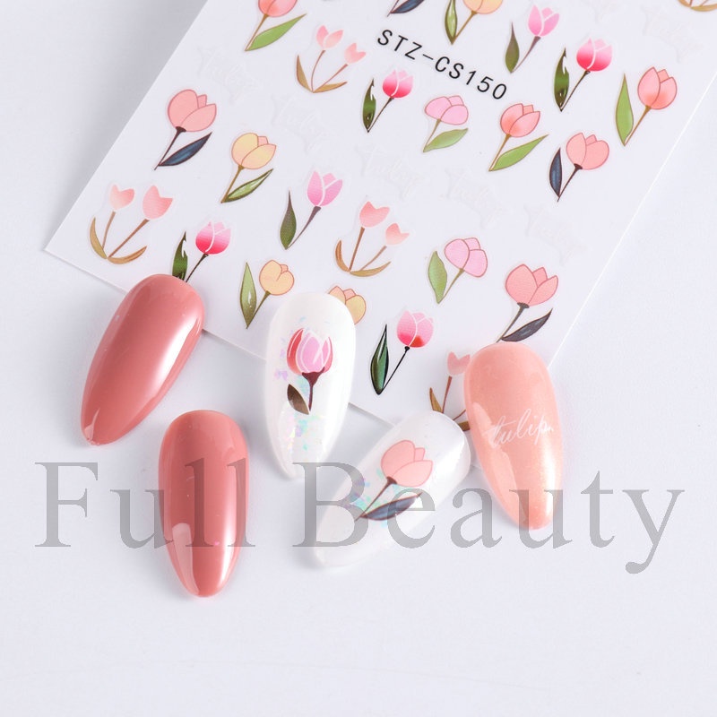 Sticker 3D Hoa Tulip | Hình Dán Móng Tay