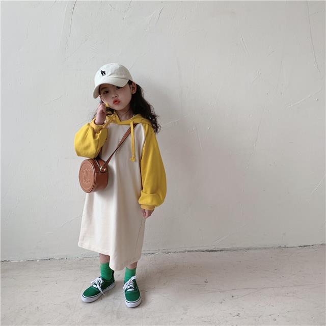 Đầm Sweater Tay Dài Màu Sắc Tương Phản Phong Cách Phương Tây Thời Trang Mùa Xuân 2022 Cho Bé Gái