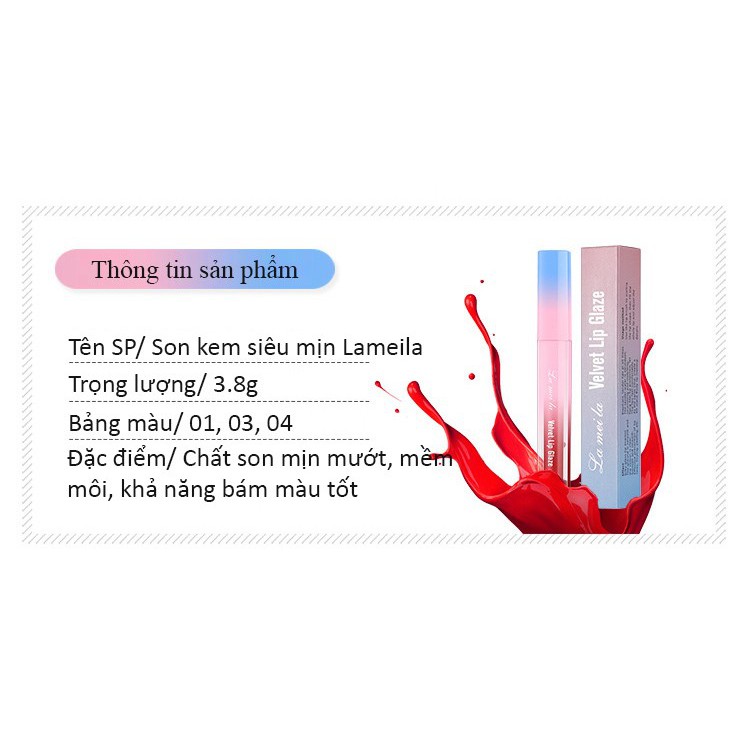 Son Lameila Velvet Lip Glaze nội địa Trung son môi đẹp nhất ZD-SM13