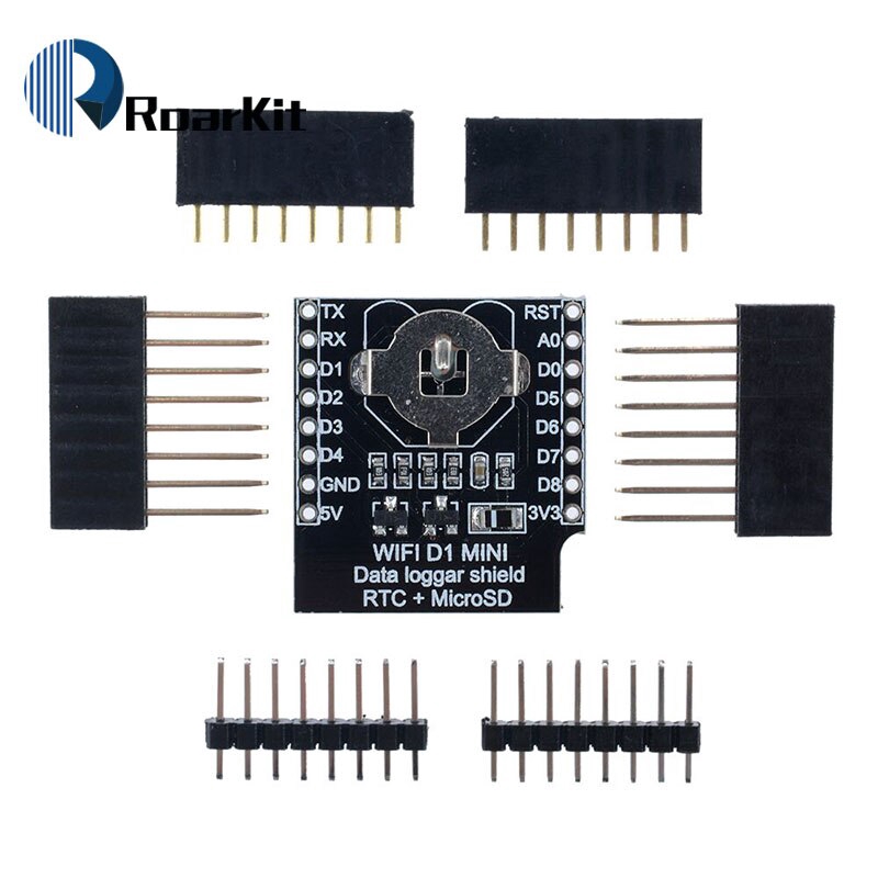 ESP8266 D1 Mini Pro WiFi NodeMcu Data Logger Shield DS1307 Battery 0.66 OLED DC Power Buzzer V1.0.0 Dual Base for WeMos DIY Kit