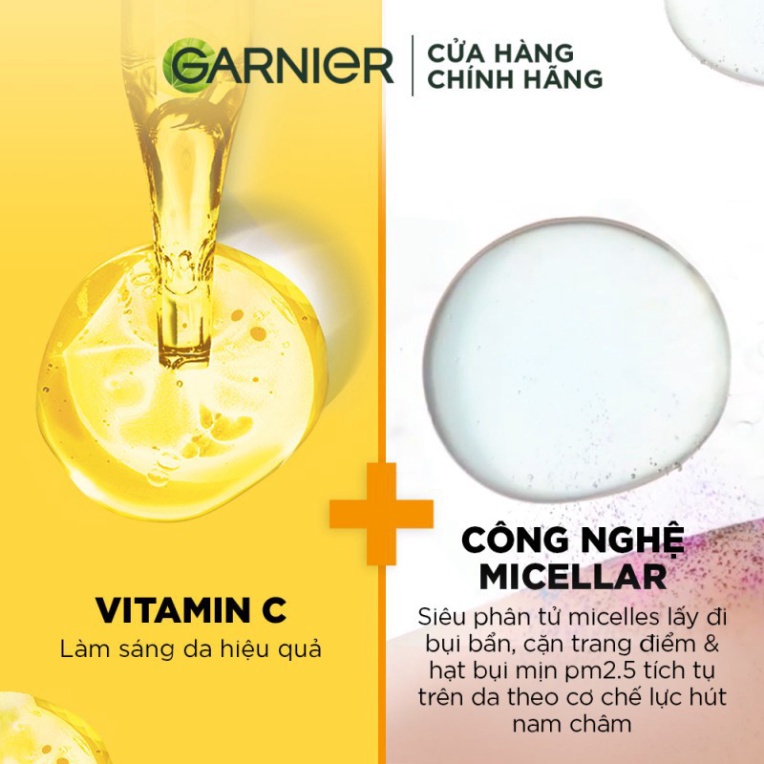 Nước Tẩy Trang Garnier Vitamin C Làm Sáng Da Micellar Cleansing Water Vitamin C Chính Hãng