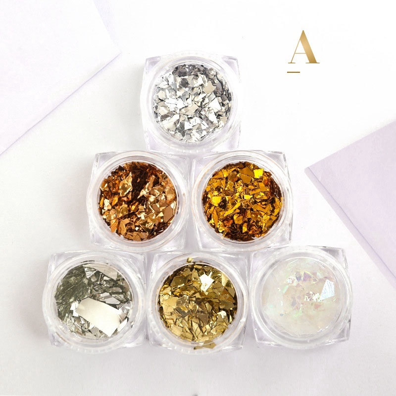 Set 6 Hộp Kim Tuyến Dán Móng Tay 3D Lấp Lánh