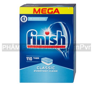 Combo viên rửa bát Finish Hộp Classic 110 viên, Muối 1.2kg, Nước làm bóng 400ml + Tang viên rửa bát Finish