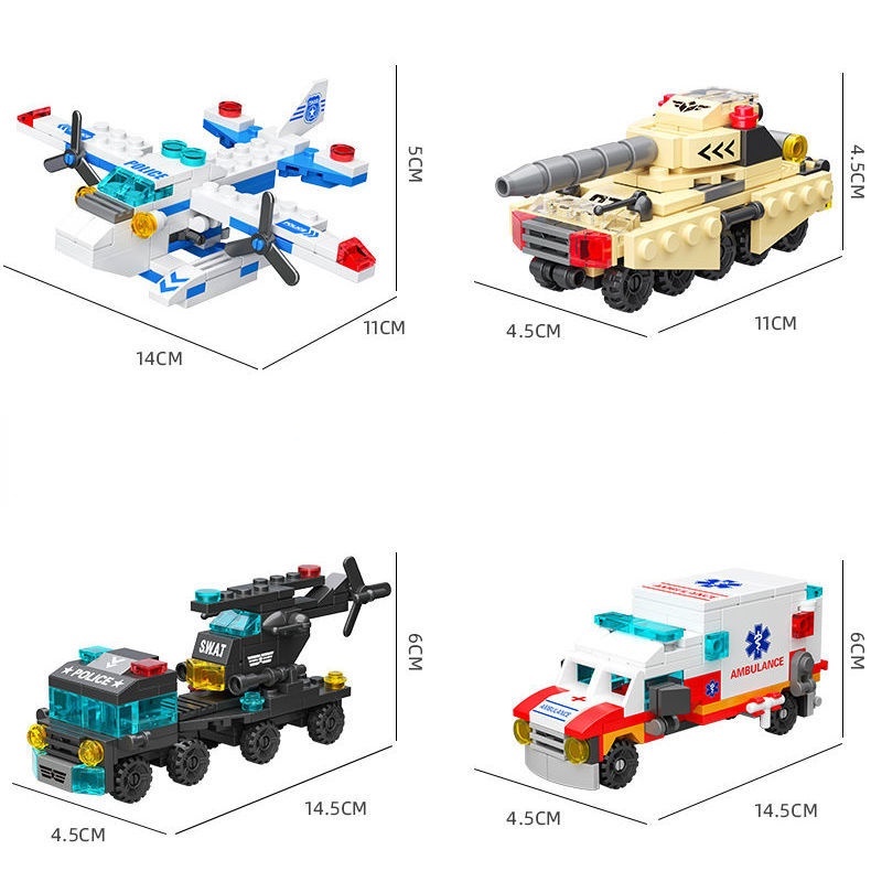 Đồ Chơi Lego Hình Xe Cảnh Sát Quân Đội Mini Dễ Thương Cho Bé