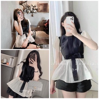 Sét bộ nữ nơ mix quần short đùi sang chảnh