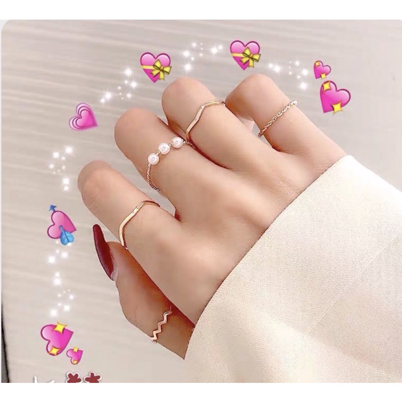 Set 5c Nhẫn hợp kim đủ kích thước cho bạn nam và nữ