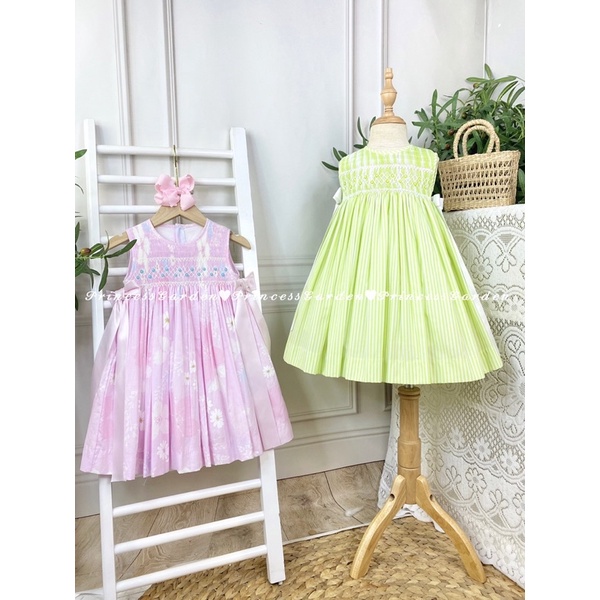 ĐẦM SMOCK HOA NƠ EO