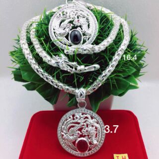 Dây chuyền bạc ta nam mặt Rồng phượng cực chất