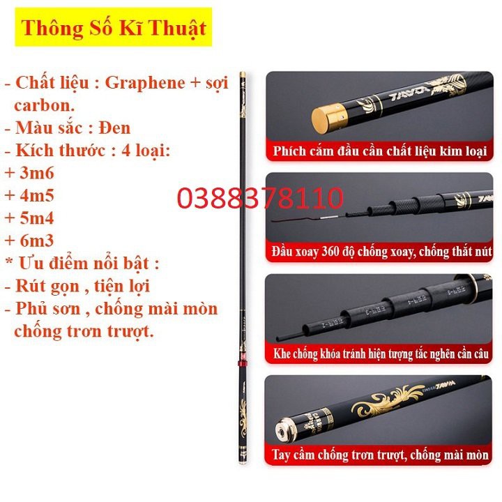 Cần Câu Tay 5H Hắc Long Tặng Nhẫn Cần Chống Trơn Trượt, Lực Phân Bố 28