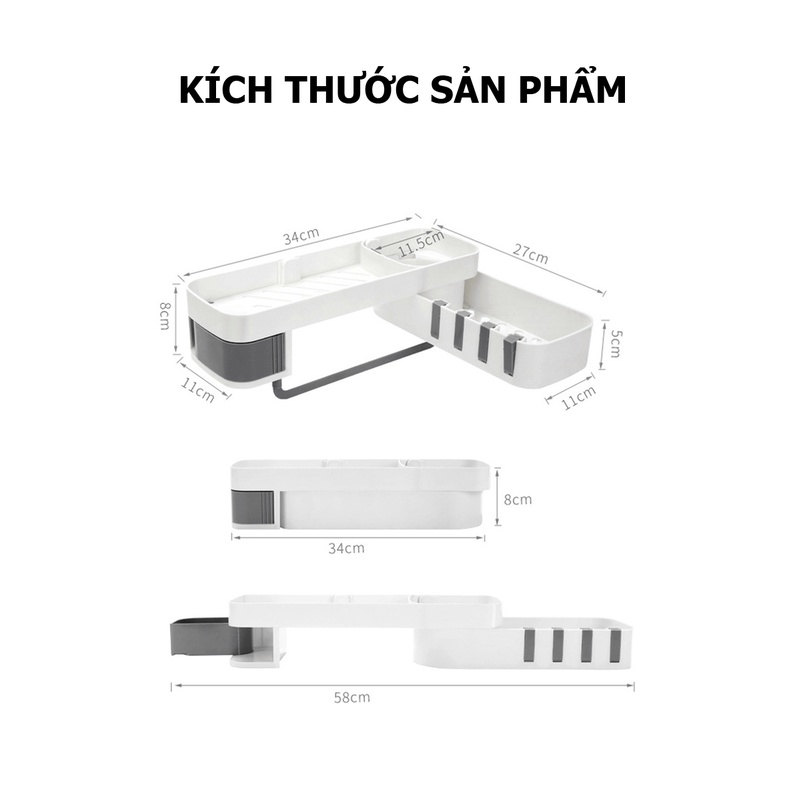 Kệ góc nhà tắm thông minh chống nước dễ dàng xoay 180 độ HD00023