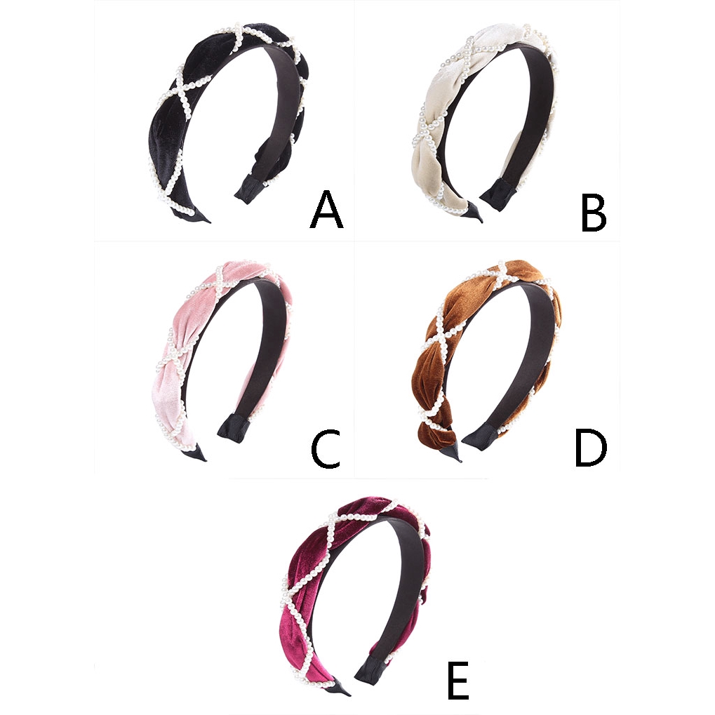 Băng đô nhung đính ngọc trai giả phong cách Hàn Quốc