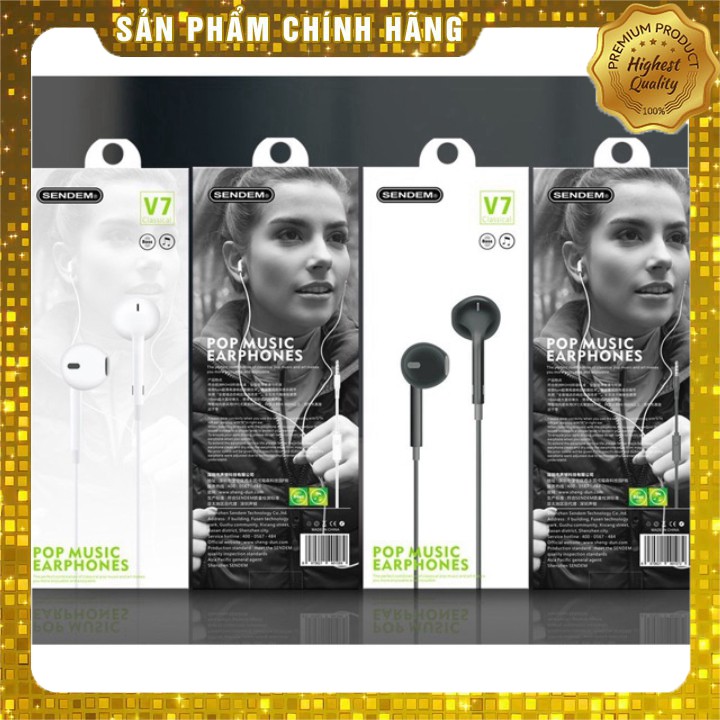 Tai nghe chính hãng Sendem V7 Có Mic- Chất Âm Ấm- Có Nút Dừng Tắt Nhạc (bảo hành 5 năm)