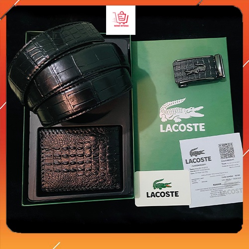 Combo Bộ Ví Da Thắt Lưng Nam Da Bò 100% Dập Vân Cá Sấu Cao Cấp