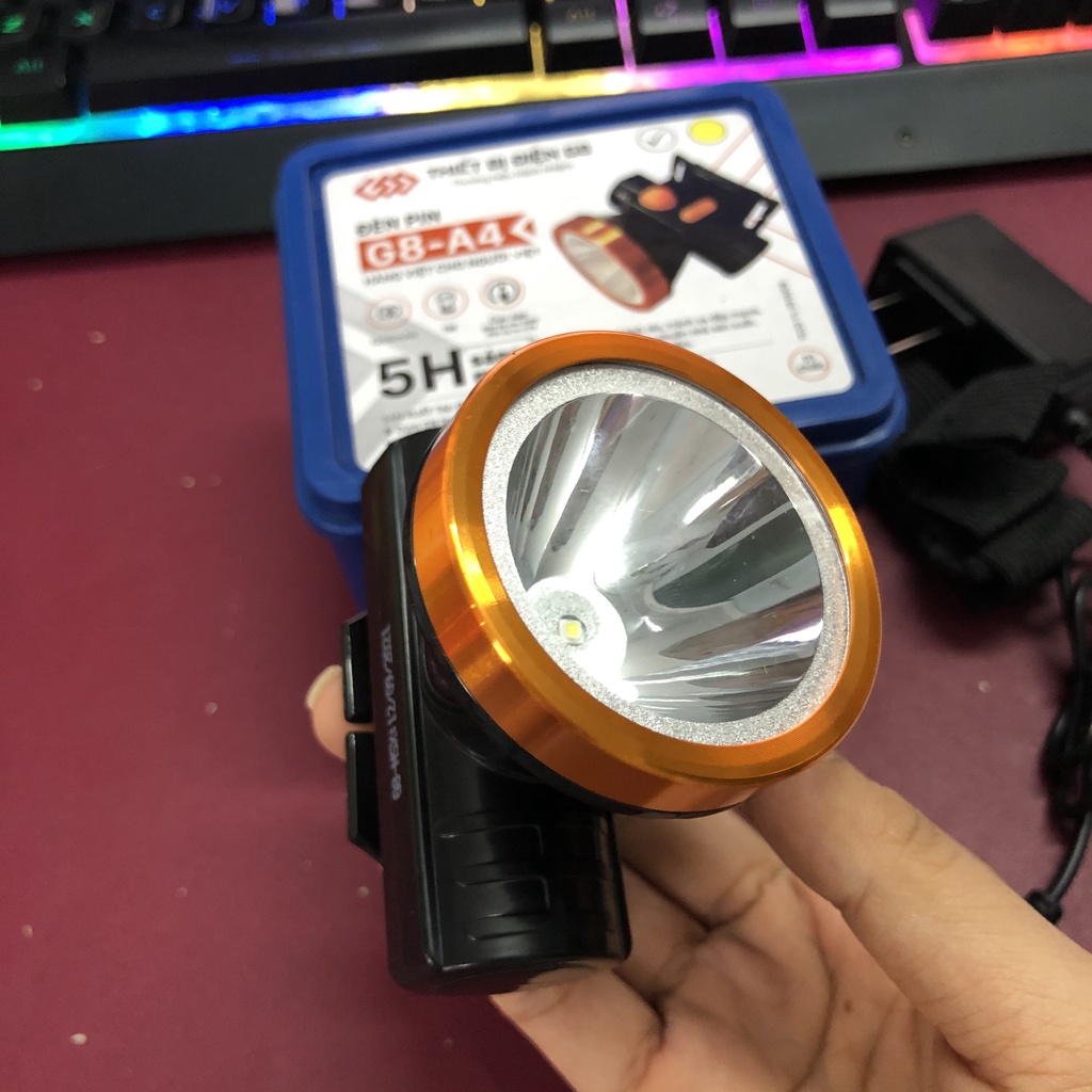 Đèn pin đội đầu chiếu xa siêu sáng tiết kiệm - Kèm sạc và dây đeo