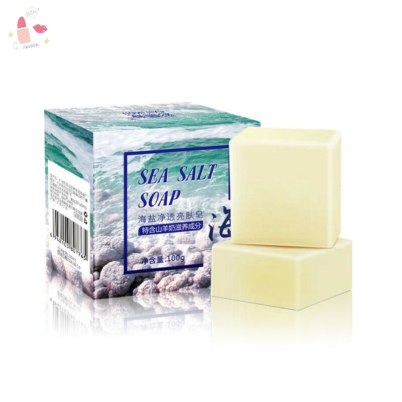 Sea Salt Handmade Soap Face Body Cleaner Removal Pimple Acne Skin Care Whitening Soap