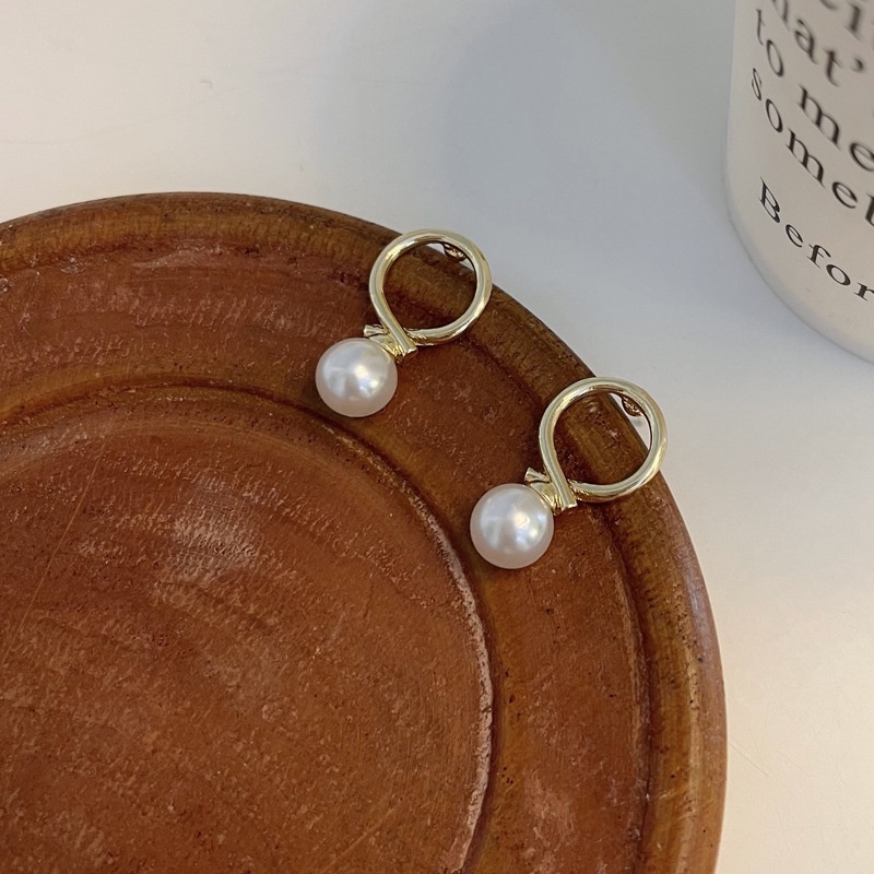 Bông Tai Hình Học Đính Ngọc Trai Bằng Bạc 925 Phong Cách Nhật Hàn Thời Trang Cho Nữ F547