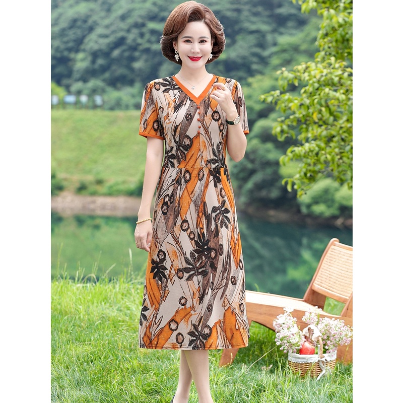 Đầm Thời Trang Mùa Hè Phong Cách Mới Dành Cho Phụ Nữ Trung Niên Trung Niên 40 Tuổi