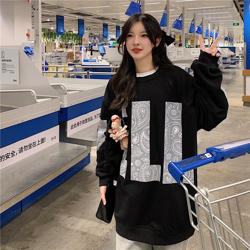 Áo thun tay dài cổ tròn dáng rộng thời trang Hàn Quốc 3 màu lựa chọn | BigBuy360 - bigbuy360.vn