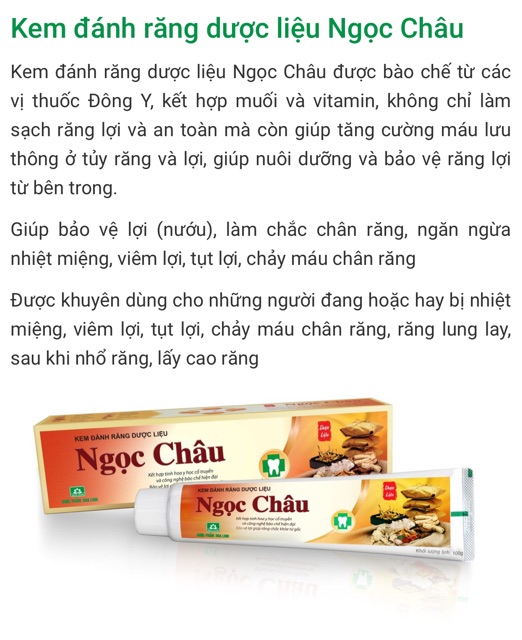 Kem đánh răng NGỌC CHÂU