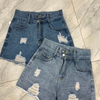 Quần short jean nữ lưng cao ☘ Quần ngố nữ lưng cao thiết kế rách tua lai trẻ trung, năng động - quần jeans nữ ulzzang
