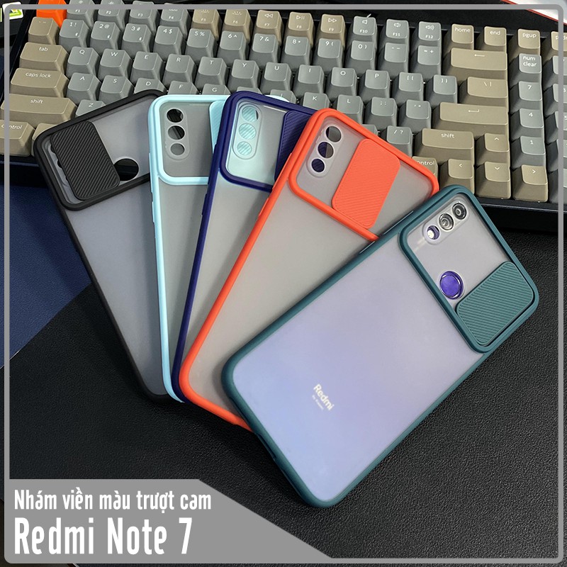 Ốp lưng Xiaomi Redmi Note 7 - Note 7 Pro nhám viền màu trượt camera