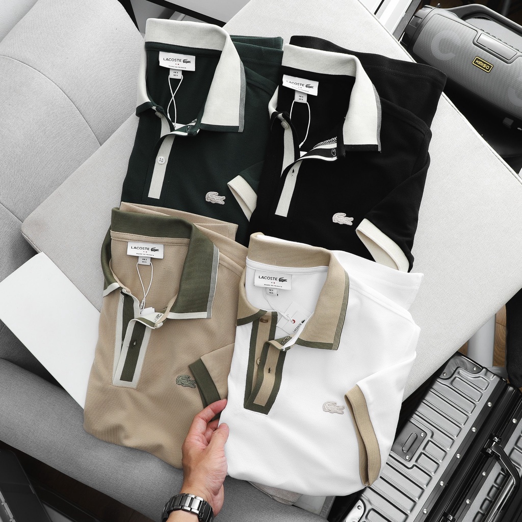 Aó polo nam cao cấp LCST 2 cổ phối 2 khuy,Form Slimfit,vải COTTON khô co dãn 4 chiều,thấm hút mồ hôi