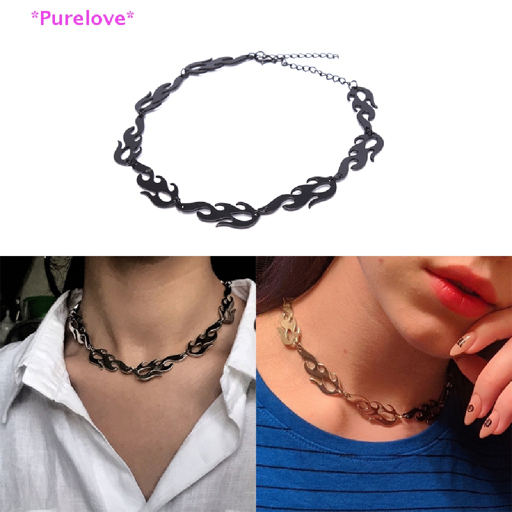 Vòng Cổ Choker Kim Loại Hình Ngọn Lửa Phong Cách Punk Hip Hop Thời Trang Cho Nam Và Nữ Mới