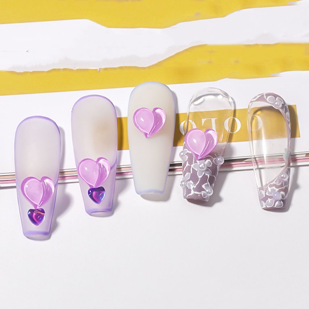 [Hàng mới về] Hạt phụ kiện trang trí móng tay hình trái tim 3D màu sắc ngọt ngào kiểu Nhật Bản