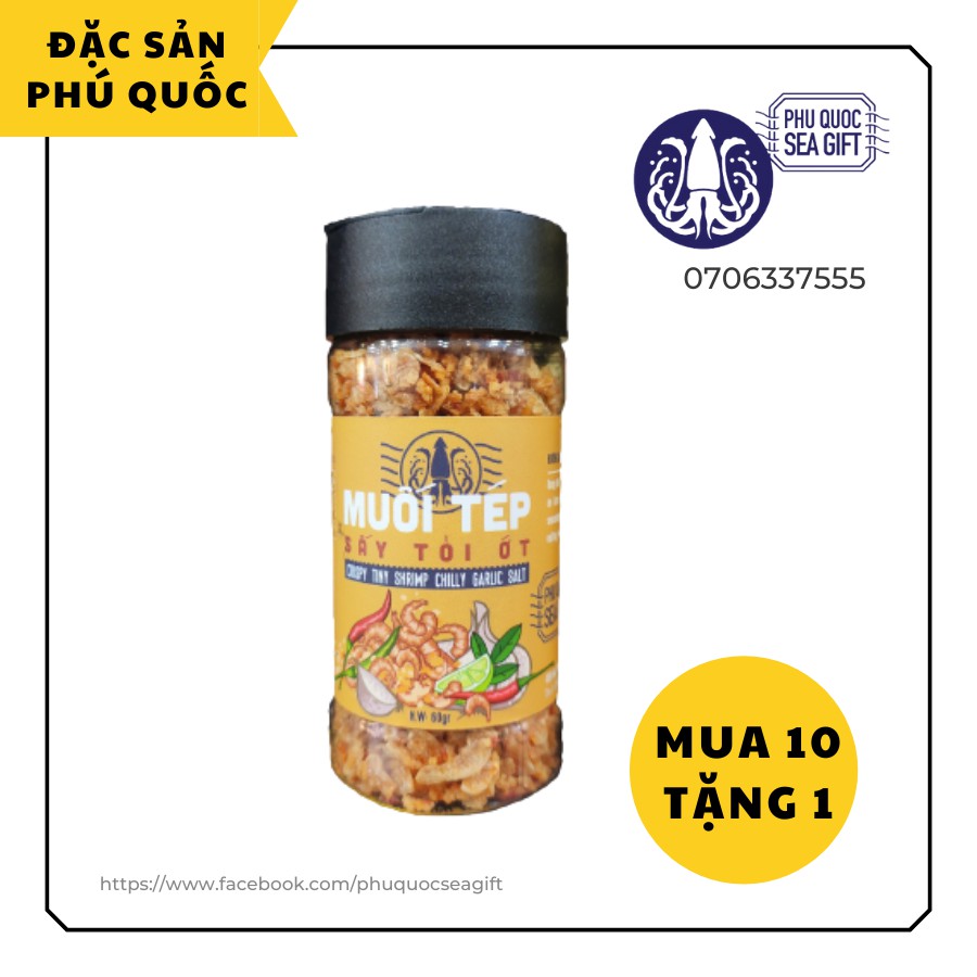 Muối tép sấy tỏi ớt 60g - Crispy tiny shrimp chilly garlic salt - ĐẶC SẢN PHÚ QUỐC (MUA 10 TẶNG 1)
