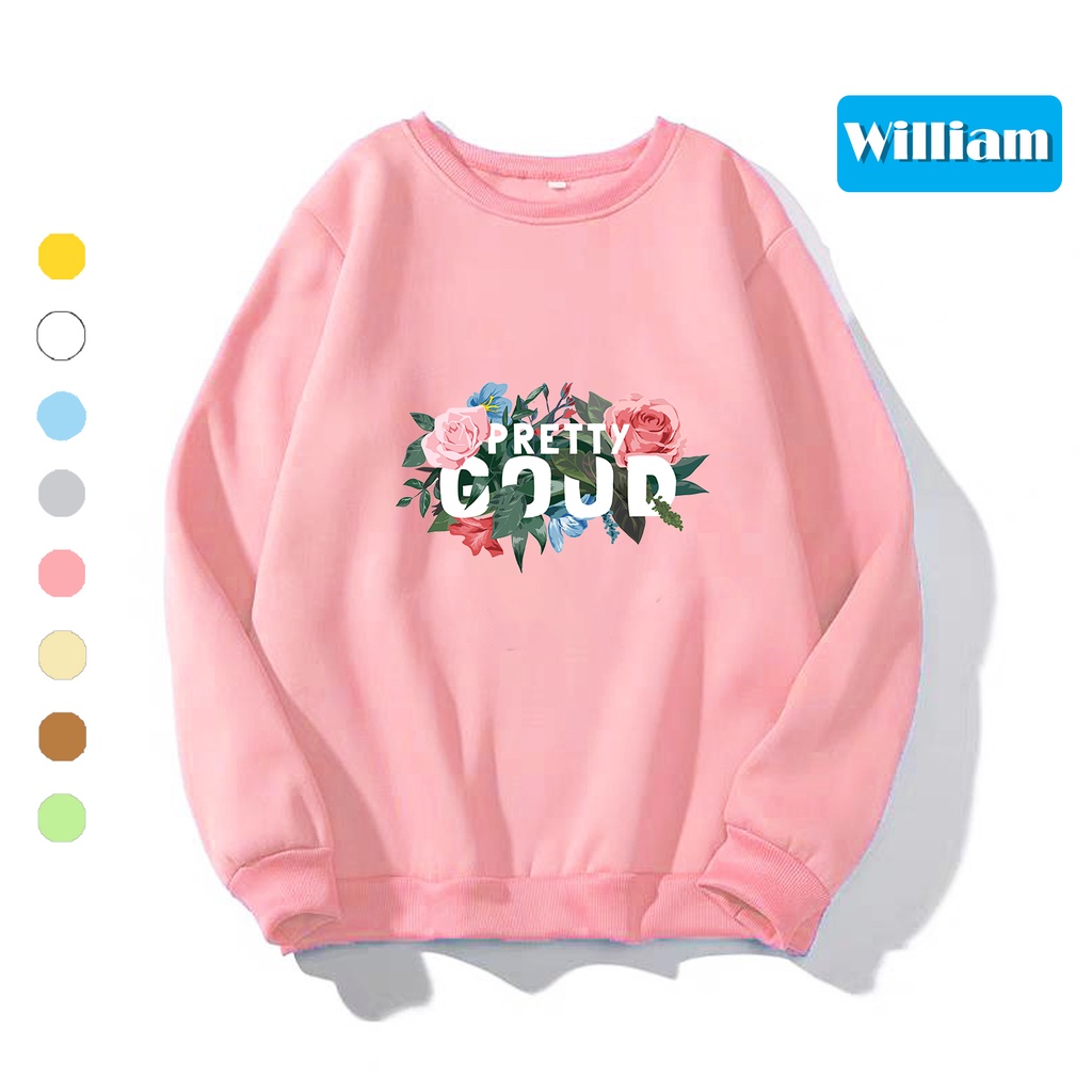 Áo sweater nam nữ in hình Hoa Lá cực xinh chất nỉ dày dặn, hợp làm áo cặp William - DS195